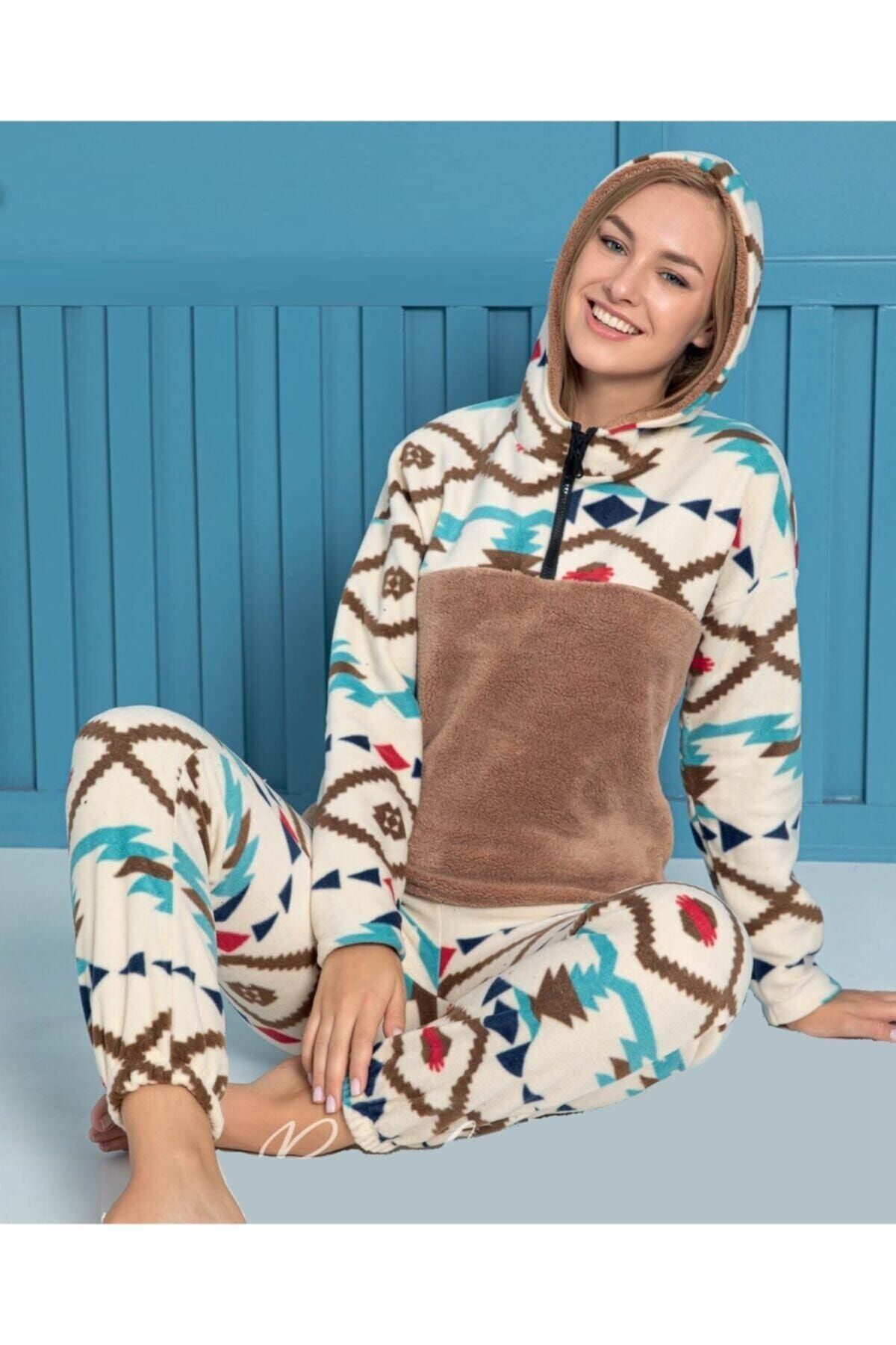 Sude Polar Kapüşonlu Pijama Takımı