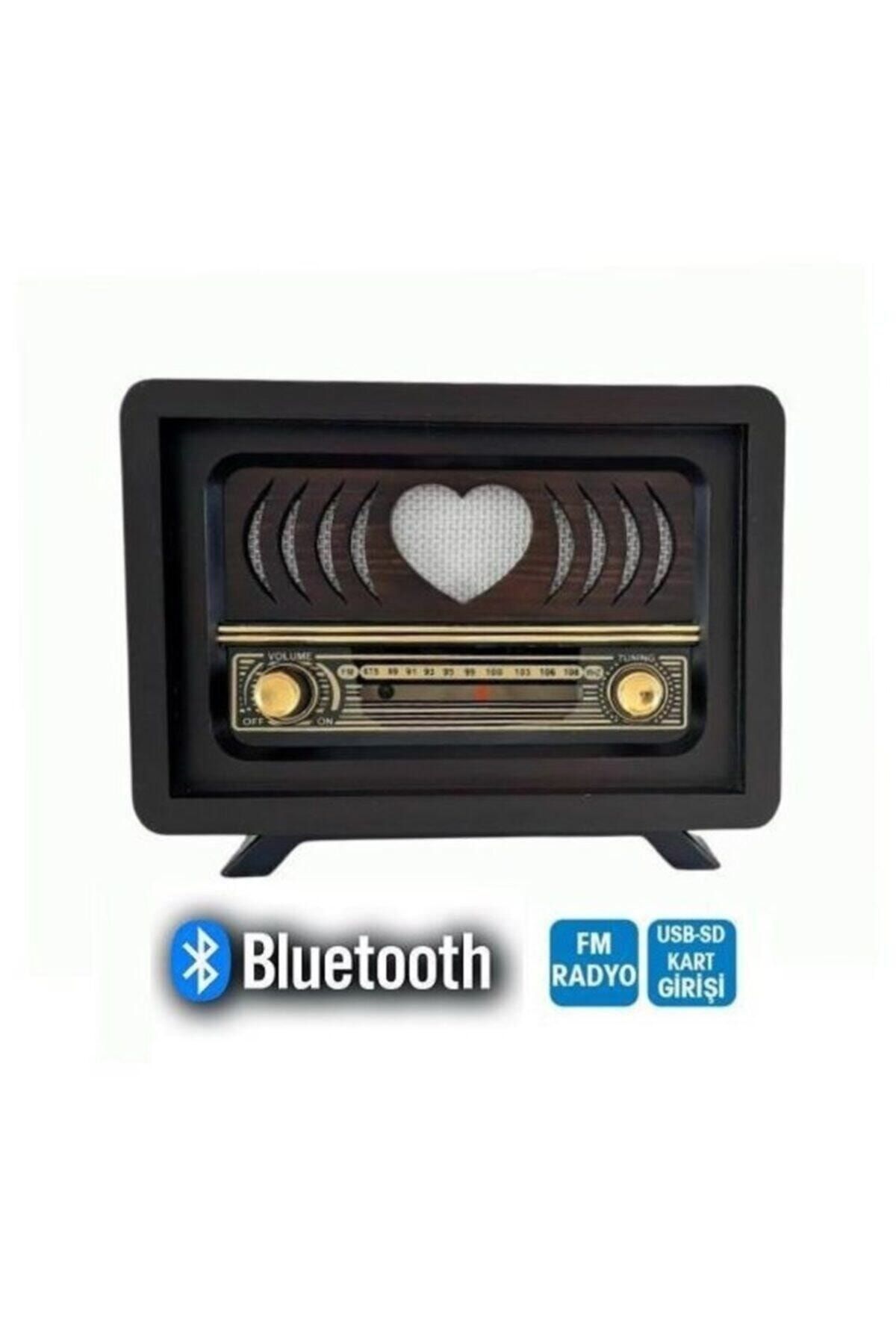YUSOFT Yeni Model Bluetooth Fm Sd Kart Aux Usb Özellikli Nostaljik Ahşap Radyo Model Retro