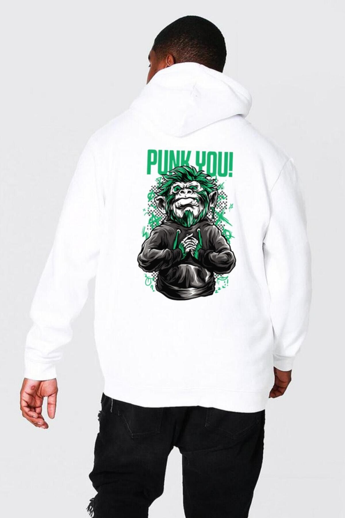 Fumood 3 Iplik Kapüşonlu Oversize Kalıp Hoodie Punk You Tasarımlı Unisex Sweatshirt