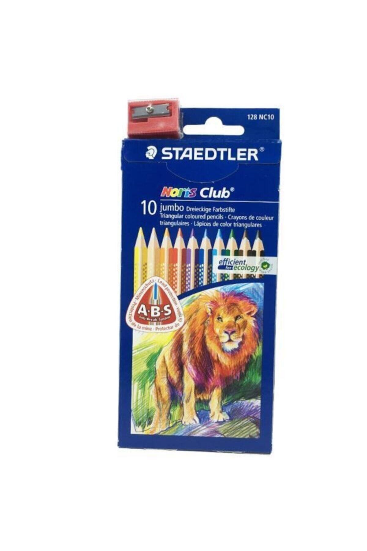 Staedtler 128 Nc10 Norıs Clup Üçgen Jumbo Kuruboya 10'lu  Kalemtraş