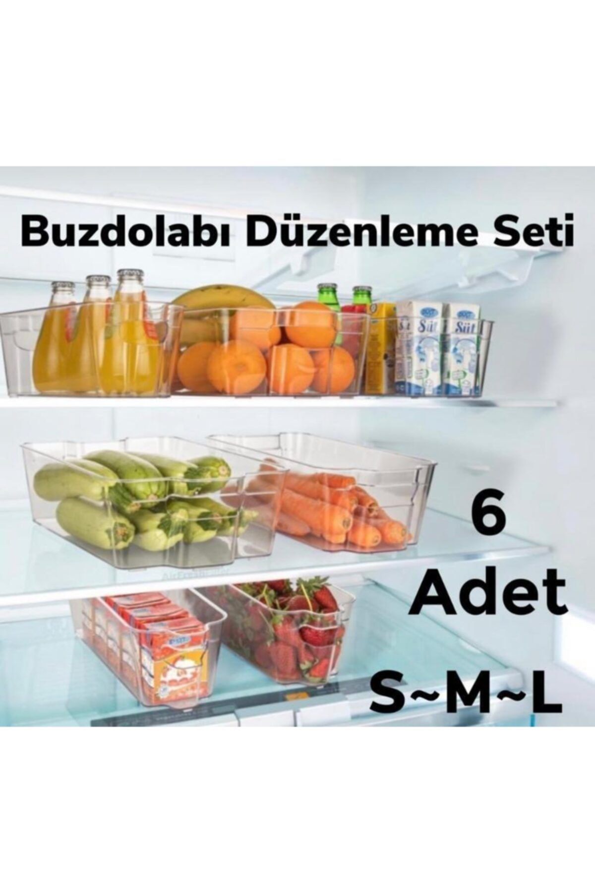 EMBazaar 6'lı Buzdolabı Düzenleyici Sepet Şişe, Meyve Ve Gıda Düzenleme Için Şeffaf Sepet
