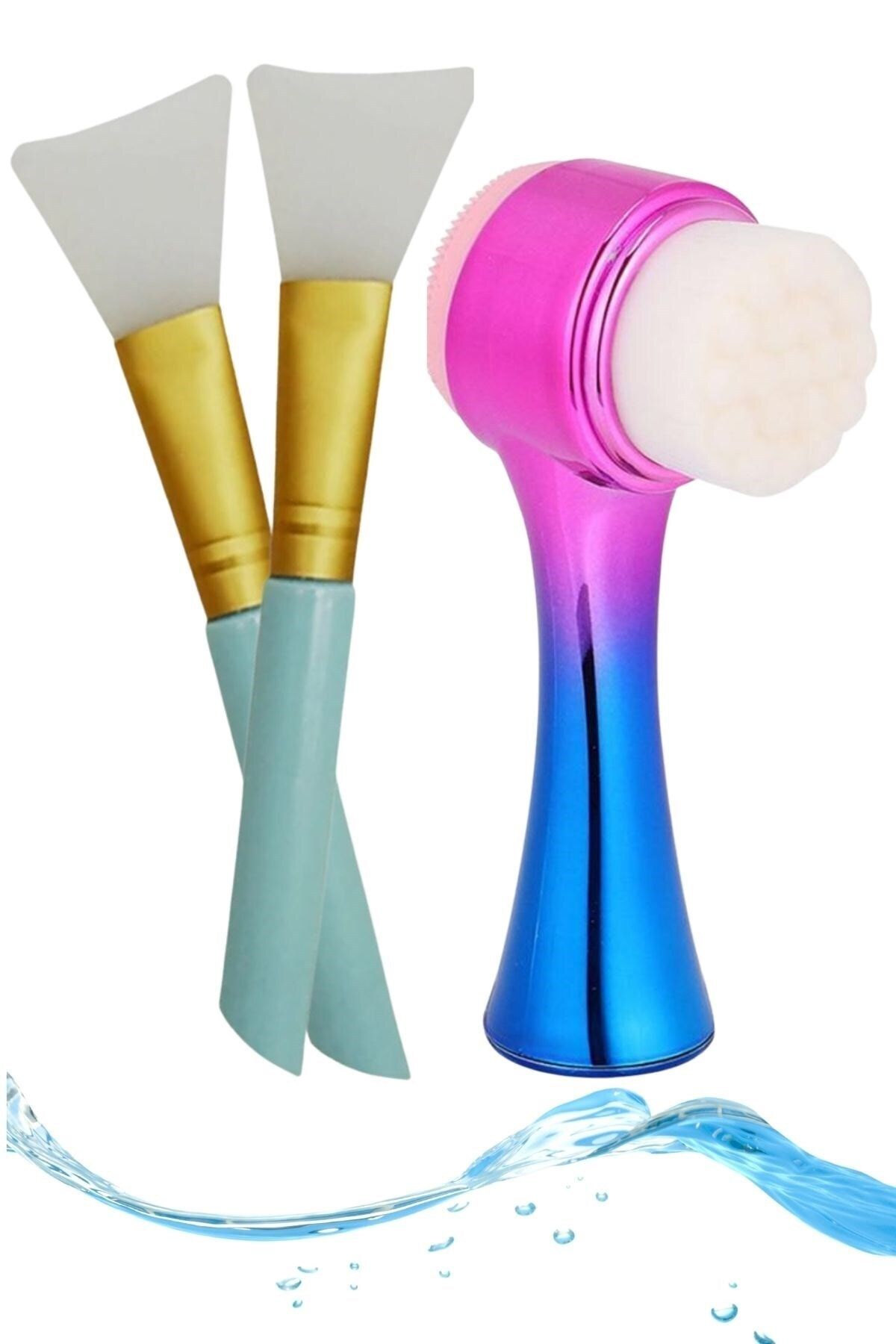 Buffer ® Çift Işlevli Yüz Temizleme Peeling Etkili Gözenek Temizleyici Alet +maske Fırçası Bakım Seti