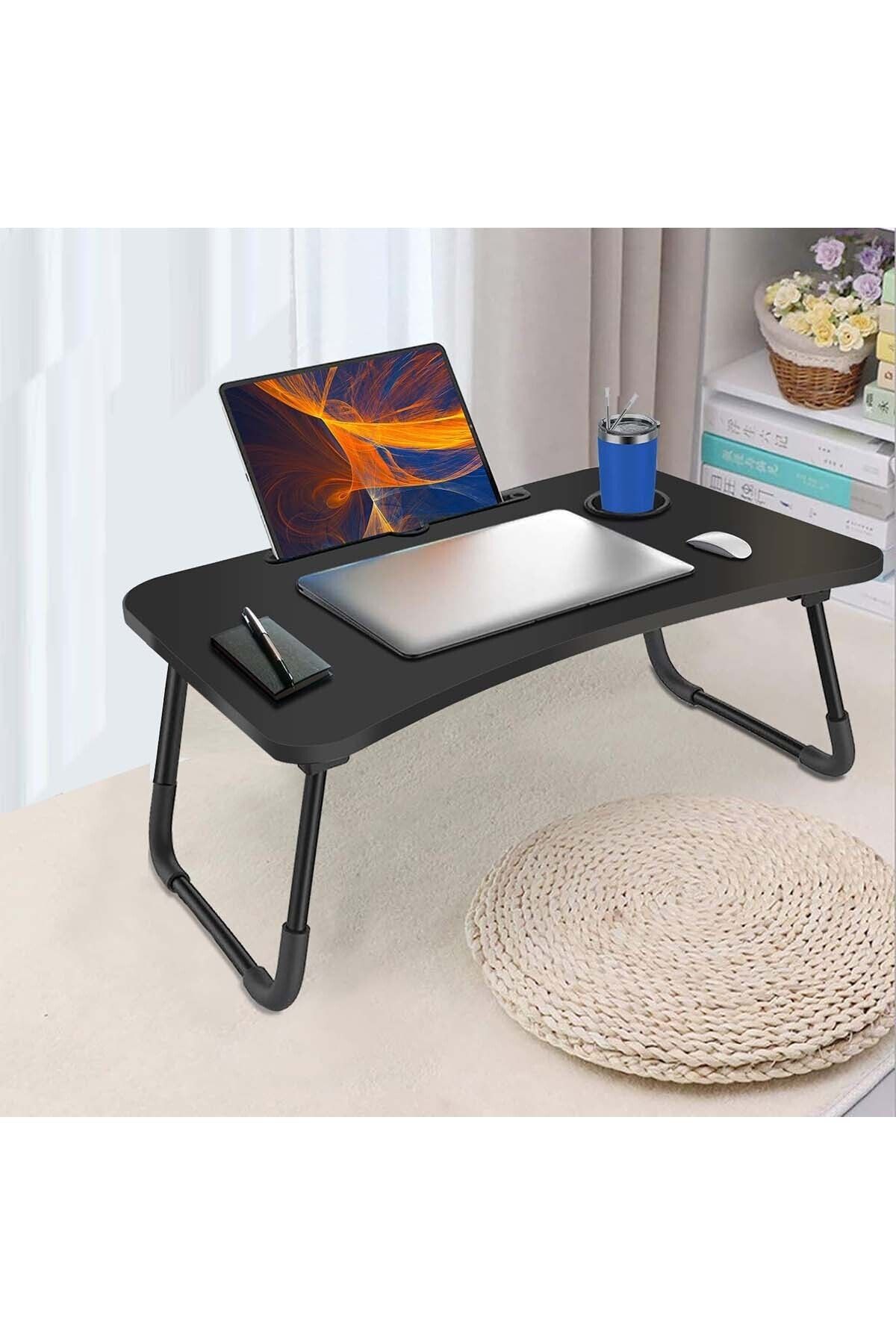 hodbehod Yatak Koltuk Üstü Laptop Tablet Sehpası Katlanır Siyah Ayaklı Çalışma Kahvaltı Masası