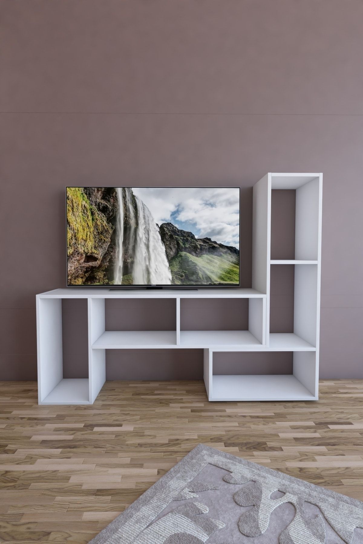 Dienni Beyaz Puzzle Tv Sehpası 152 cm x 123 cm x 35 cm