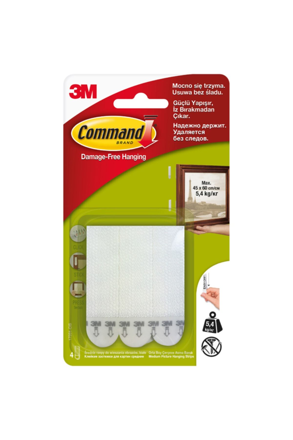 3M Command 17201 Orta Boy Resim Asma Şerit Cırt Bantları