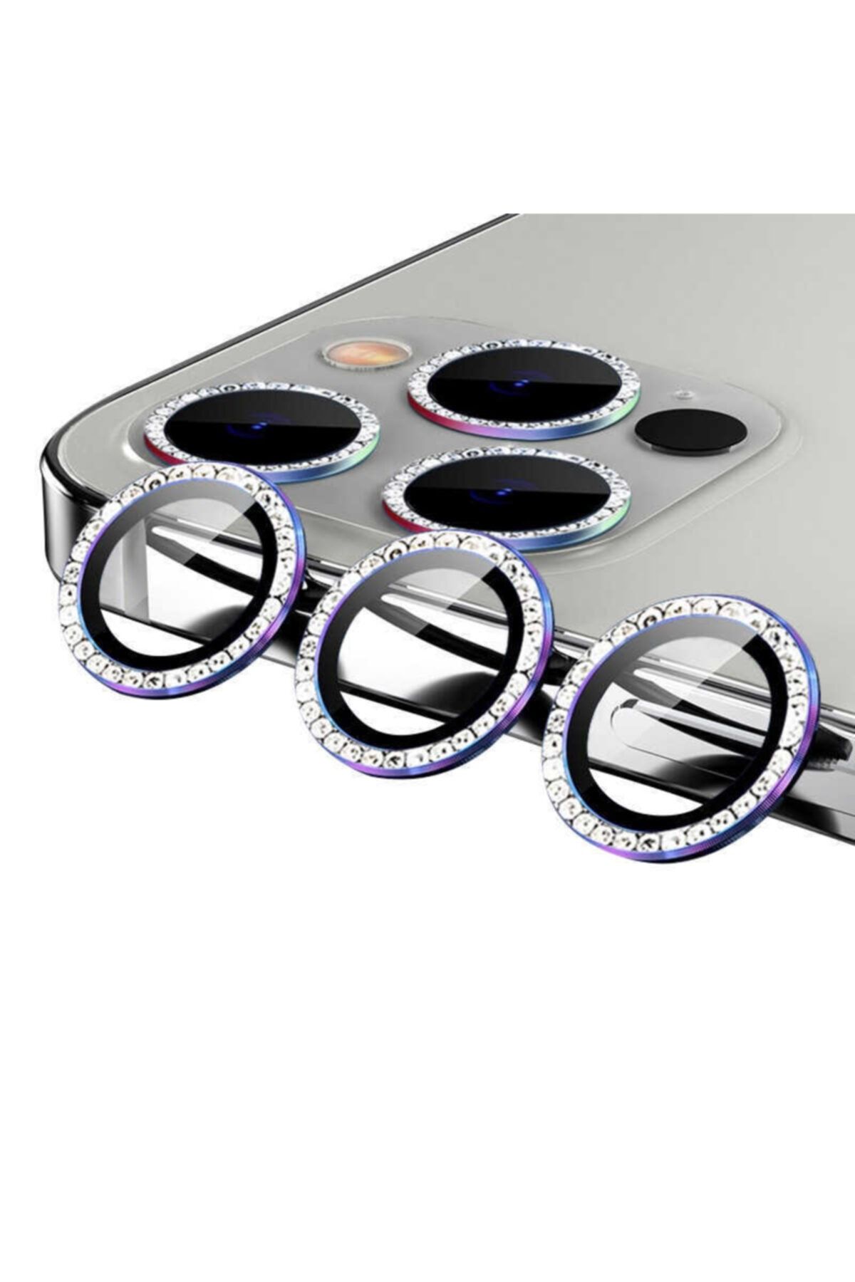 UnDePlus Apple Iphone 11 Pro Taşlı Kamera Lens Koruyucu Çerçeveli Koruyucu