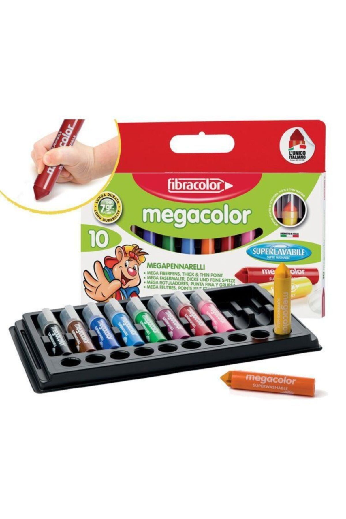 Fibracolor Megacolor Super Washable Su Bazlı Keçeli Kalem 10 Renk