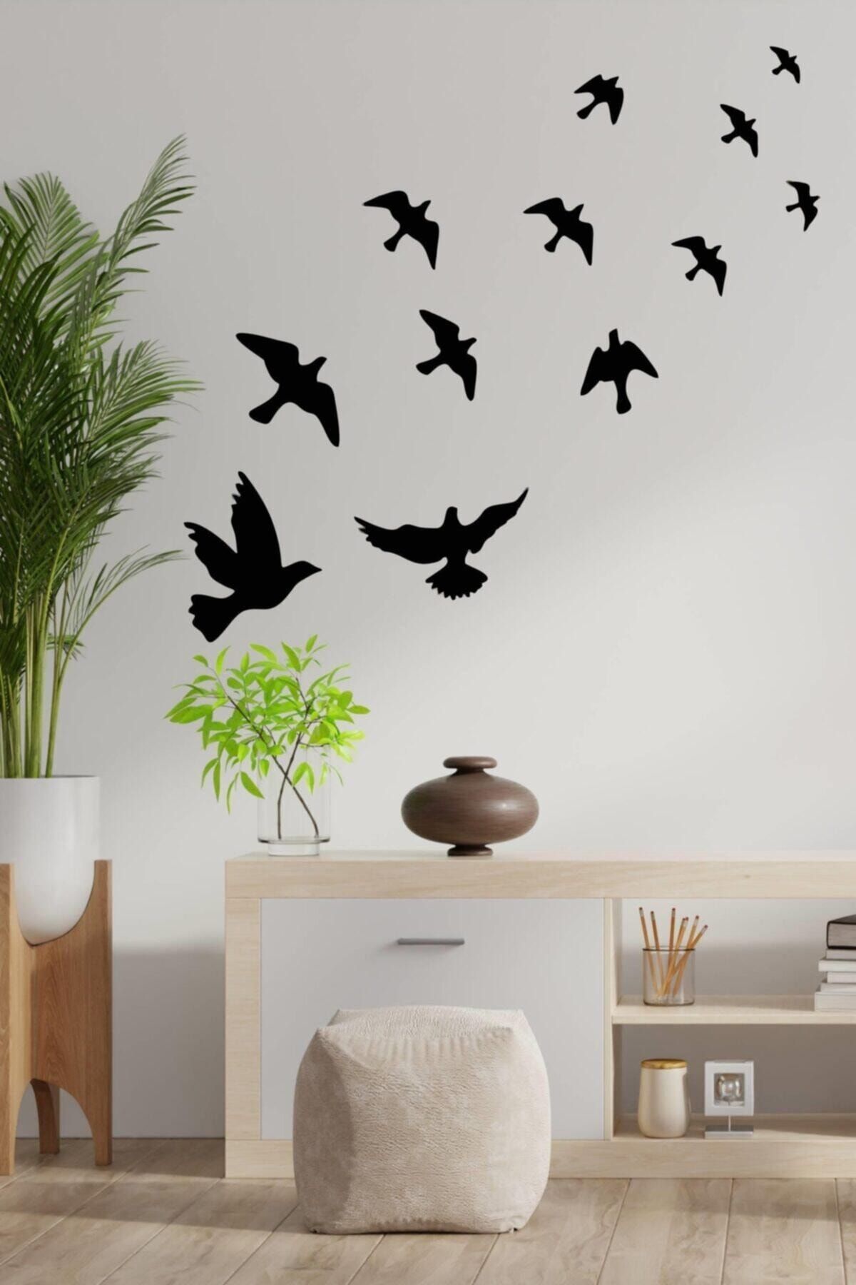MSticker Uçan Kuşlar Dekoratif Duvar Sticker Kuş Sürüsü (58x61cm)