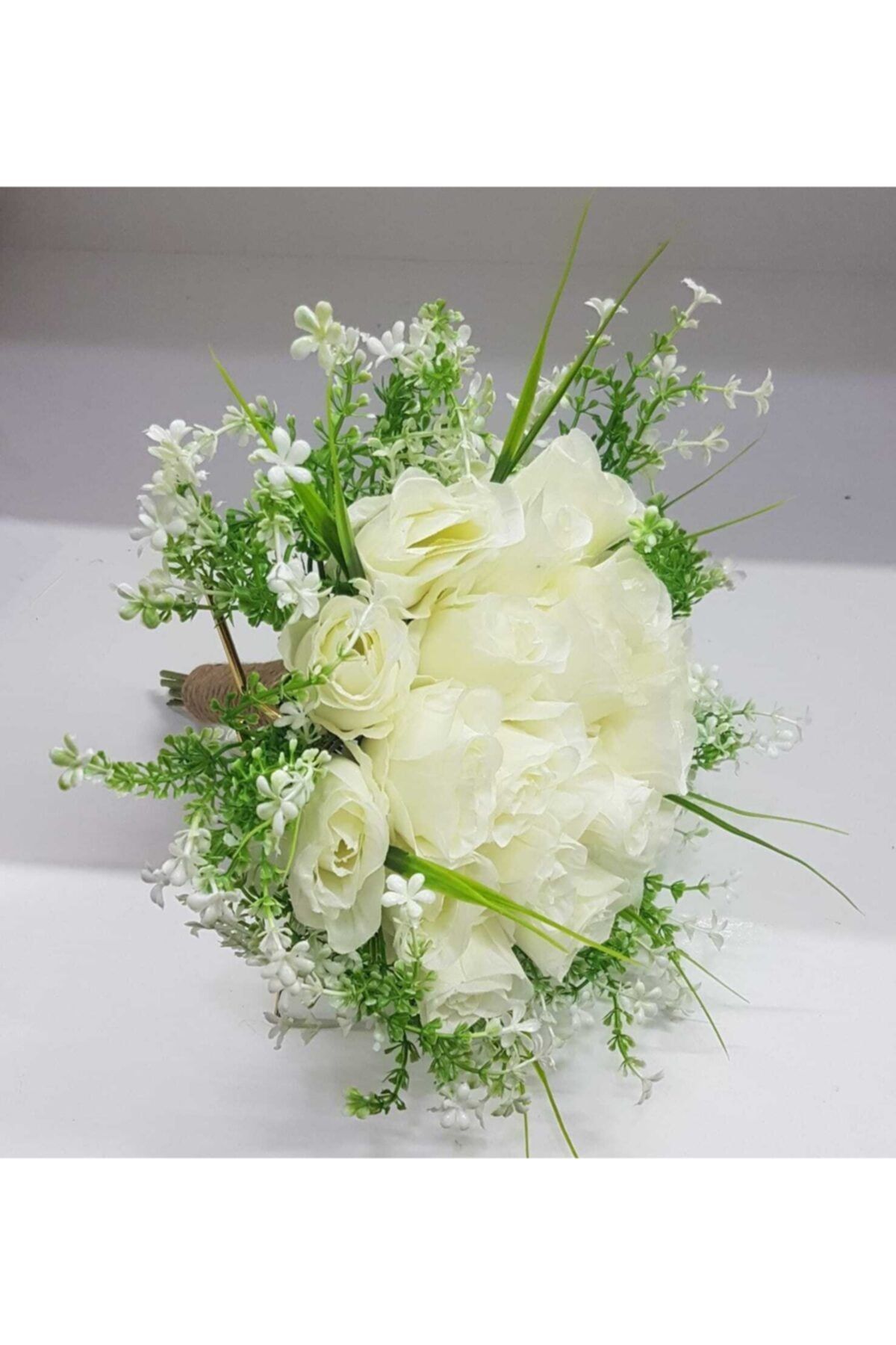 Evsay Beyaz Güllü Gelin Buketi Gelin El Çiçeği Düğün Kına Nişan Çiçeği