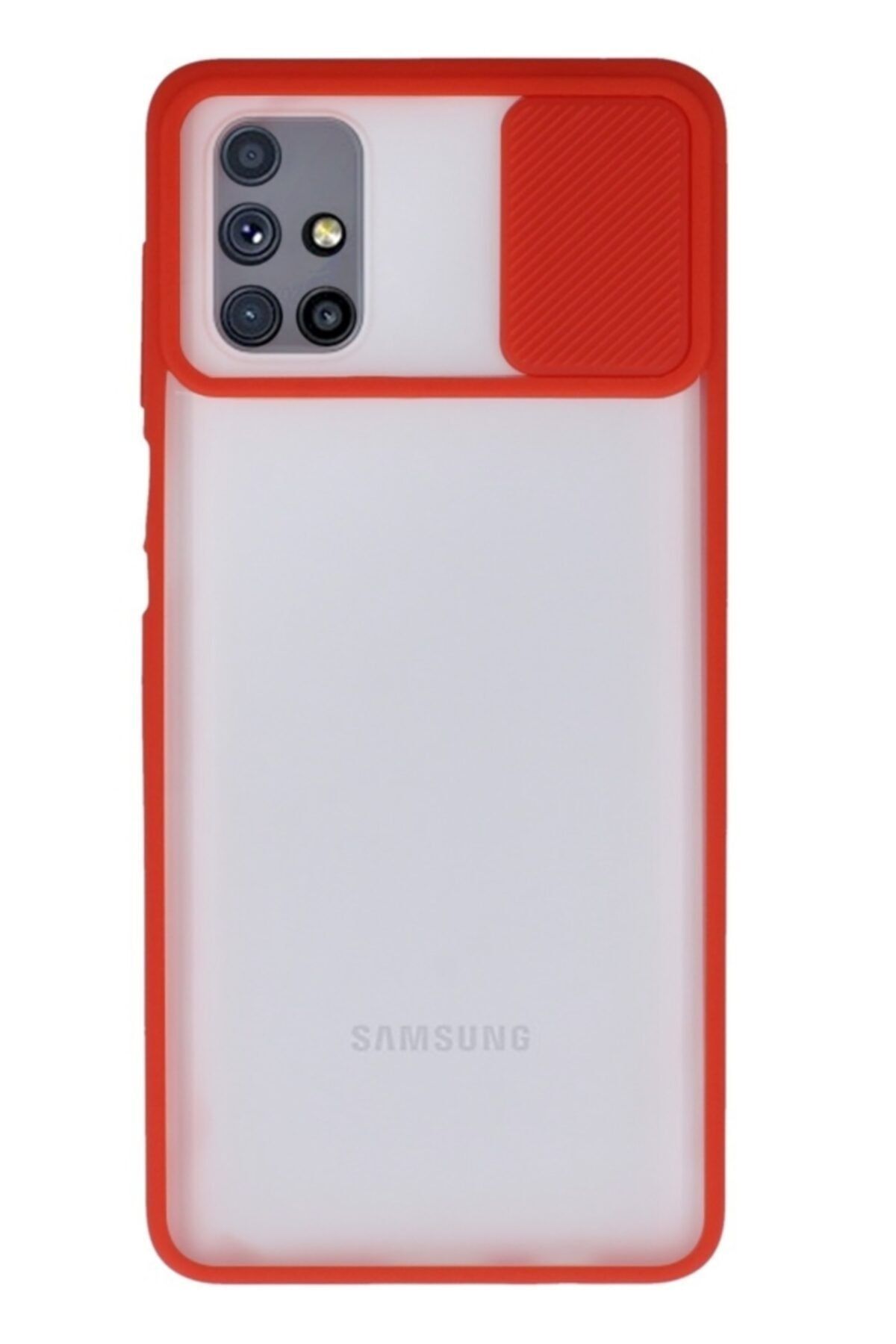 Mobilcadde Eiroo Lens Series Samsung Galaxy M51 Kırmızı Silikon Kılıf