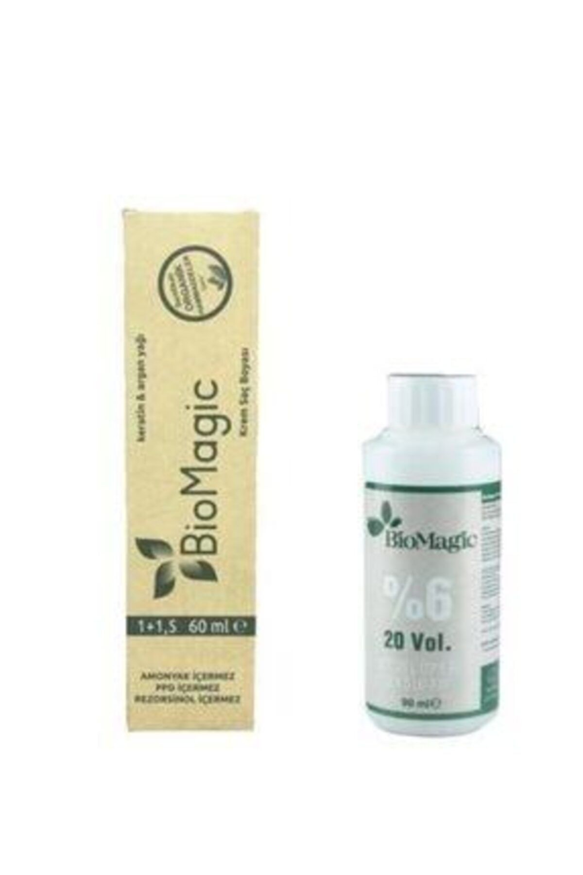 BioMagic Keratin Ve Arganlı Amonyaksız Doğal Saç Boyası 3-0 Koyu Kahve 60 ml Boya Ve Oksidan 90 ml