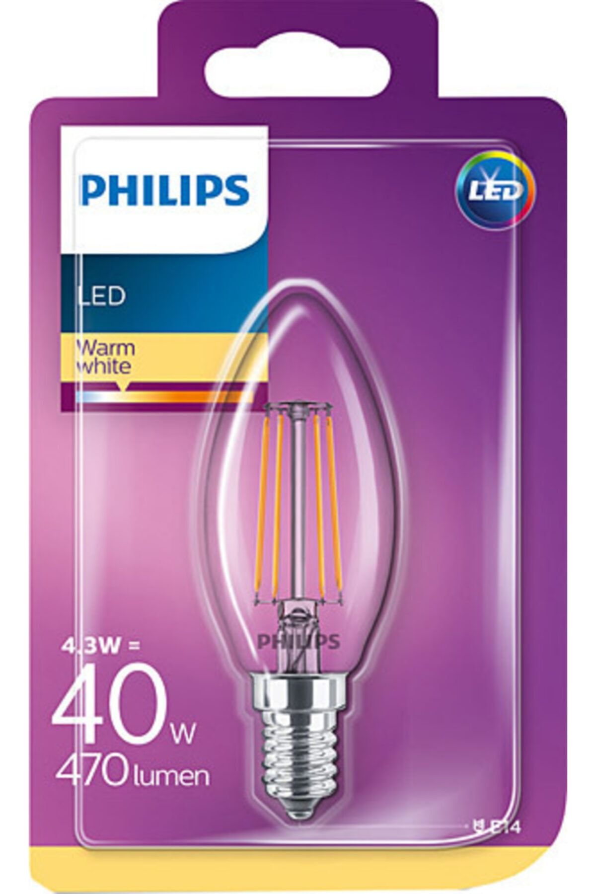 Philips Phılıps - Led Mum Filament Ampul 4.3-40w E14 Duy 2700k
