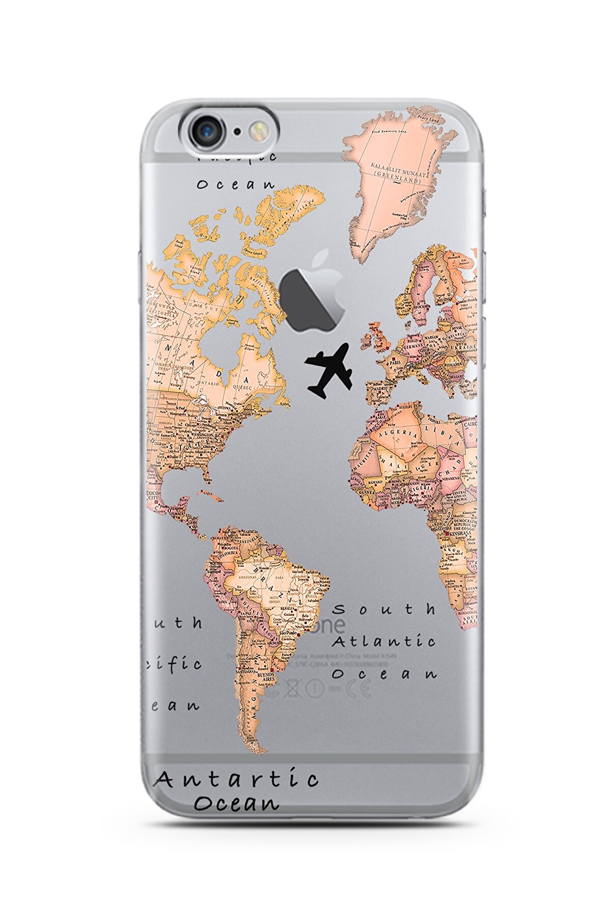Spoyi Iphone 6s Transparan Harita Tasarım Süper Şeffaf Silikon Telefon Kılıfı
