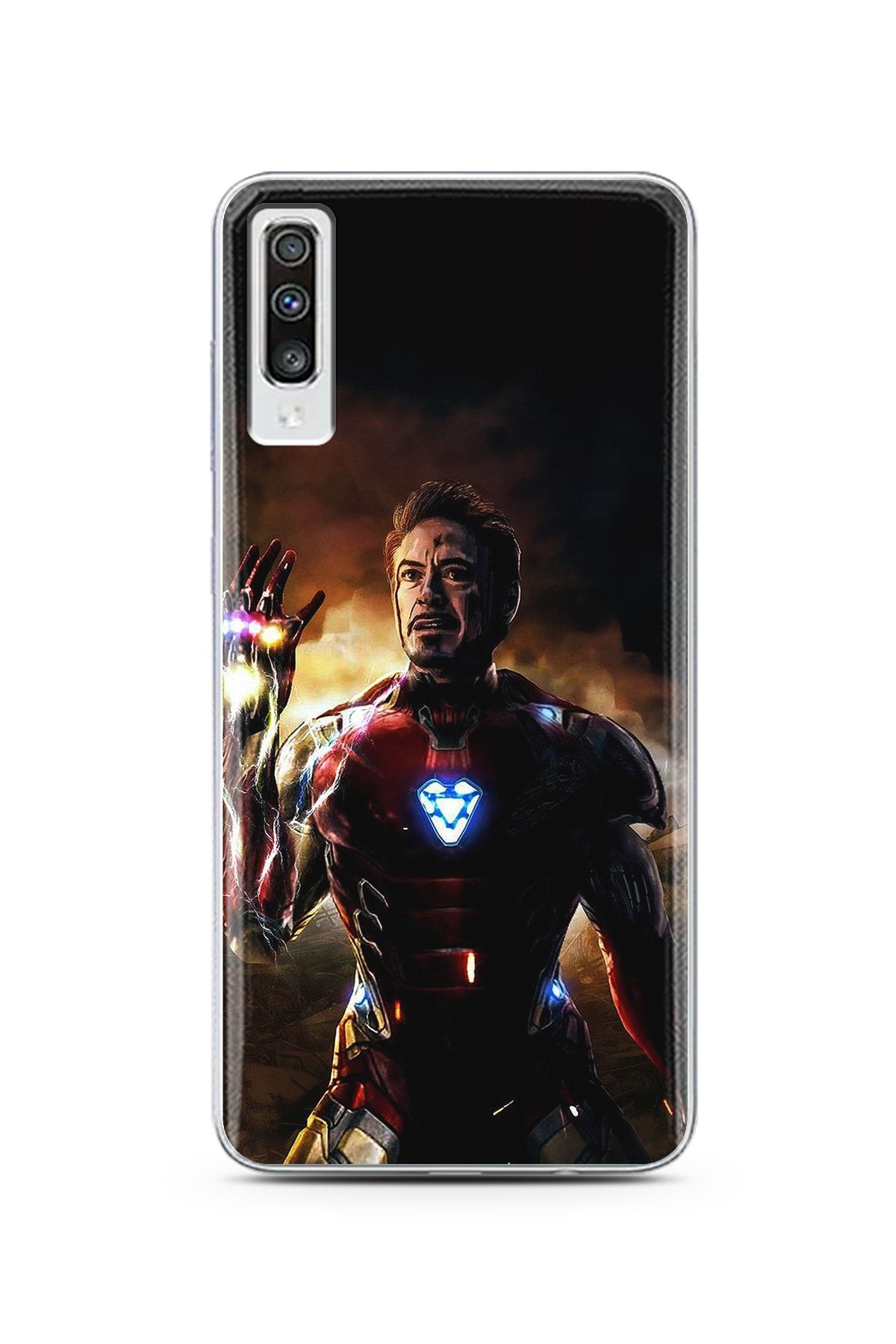 Spoyi Samsung A70 Iron Man Tasarım Süper Şeffaf Silikon Telefon Kılıfı
