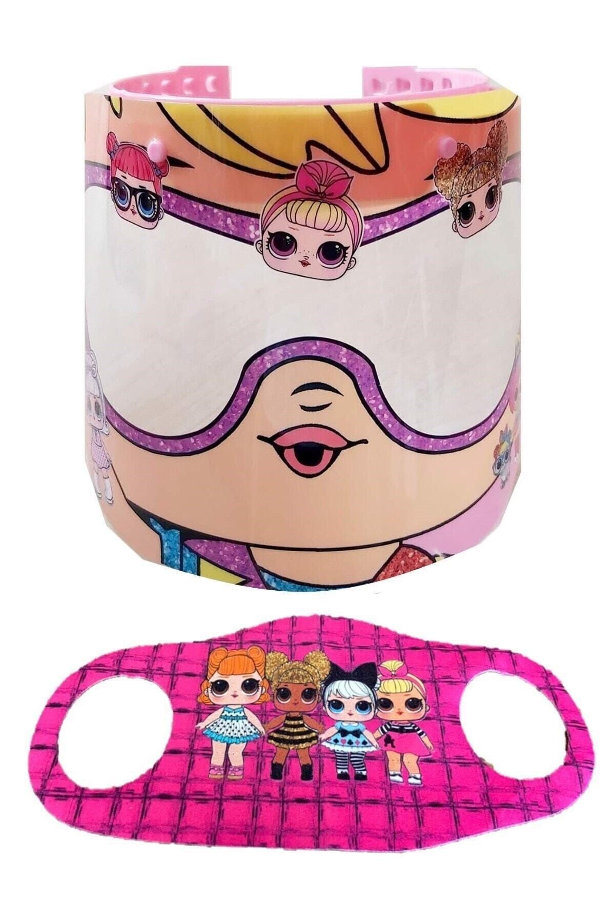 RoseRoi Çocuk Yüz Siperliği Lol Figürlü Siperlik ve Koruyucu Yüz Maskesi Birlikte Set