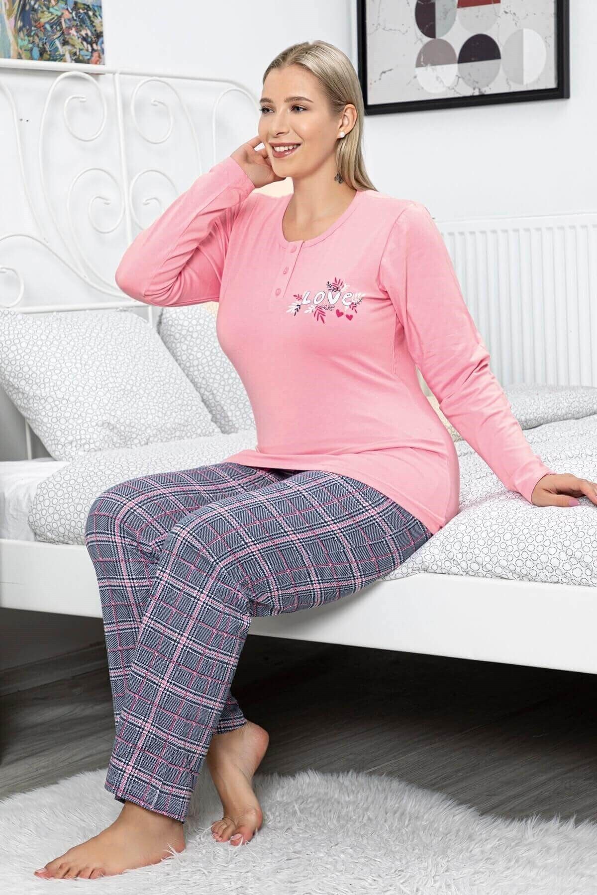 Mossta Kadın Pembe Büyük Beden Pijama Takımı