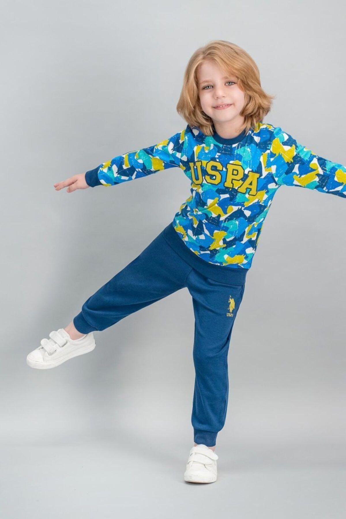 U.S. Polo Assn. Erkek Çocuk Mavi Lisanslı  Pijama Takımı