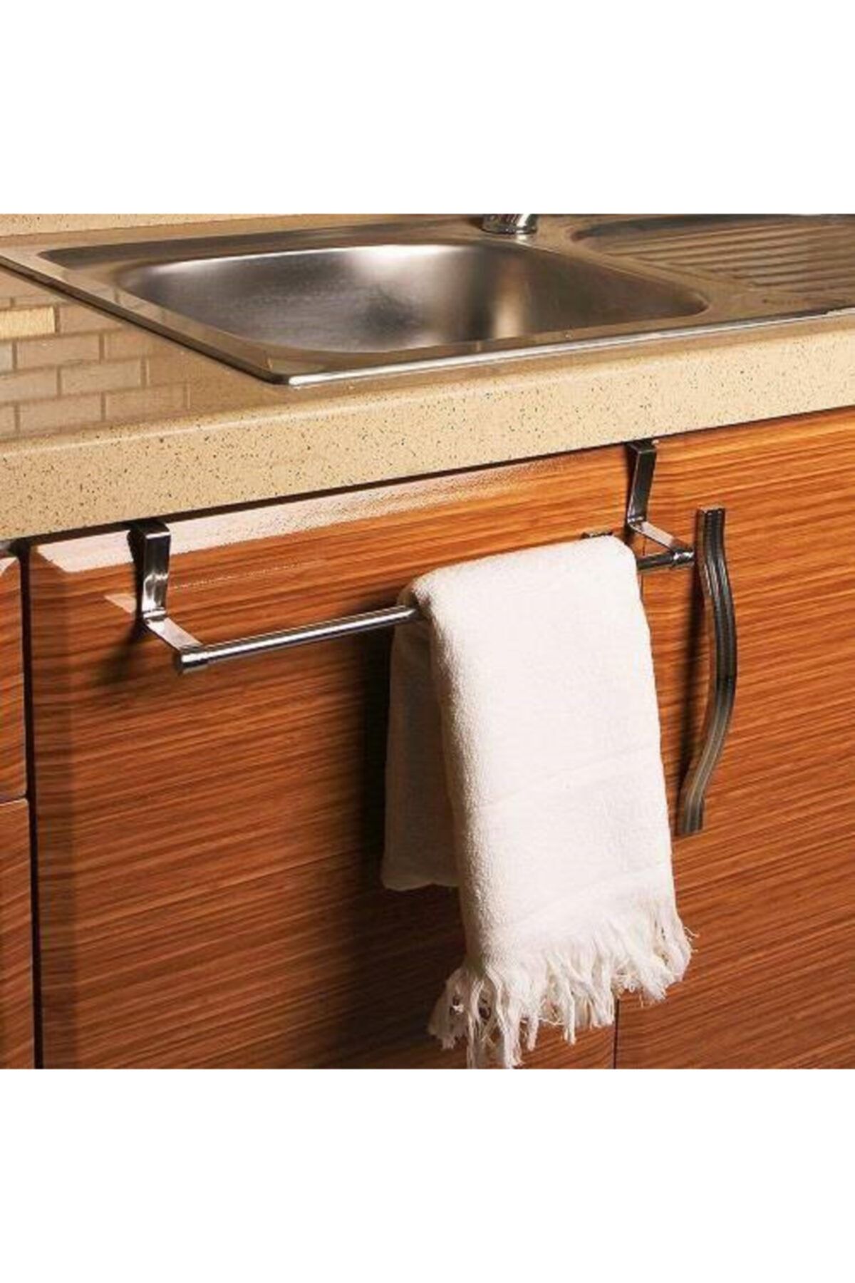 FırsatYeri Metal Mutfak Banyo Dolap Kapağına Takılan Havlu Askılığı Askılık