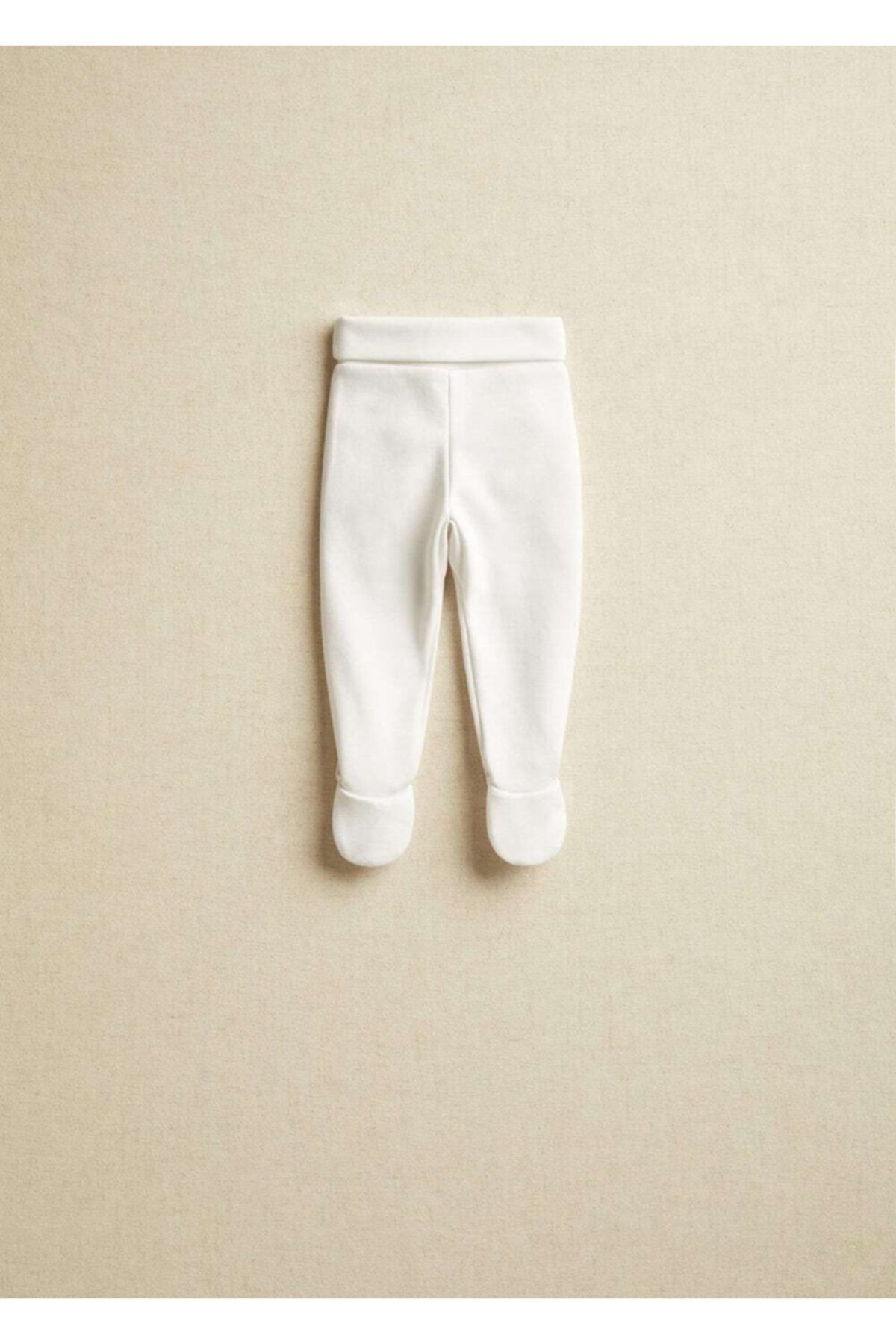 MANGO Baby Beyaz Organik Pamuklu Ayaklı Pantolon