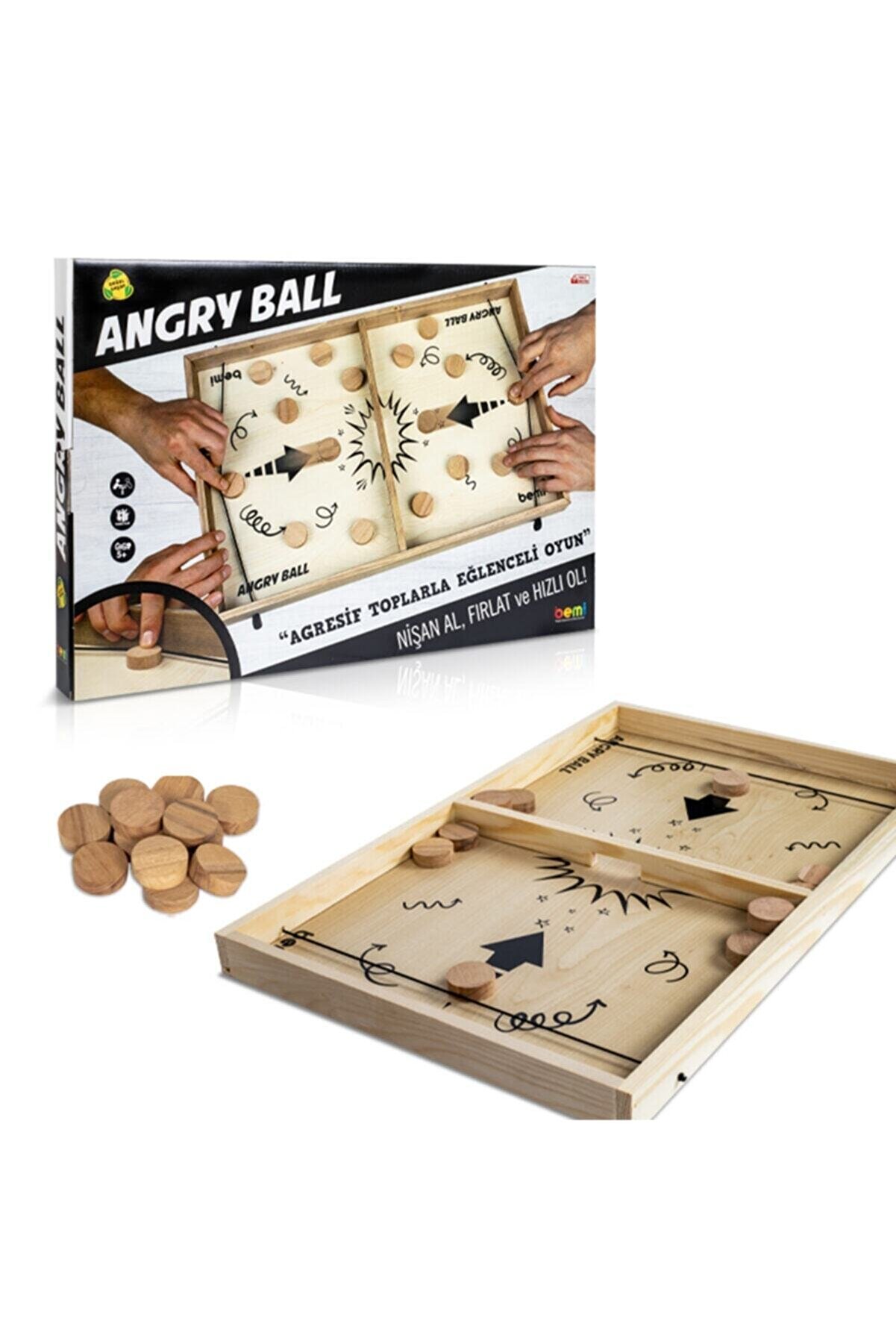 BEMİ Angry Ball - Ahşap Maç Oyunu -kutu Çocuk Ve Aile Oyunu - Lüks Doğal Ahşap Kutu Oyunu