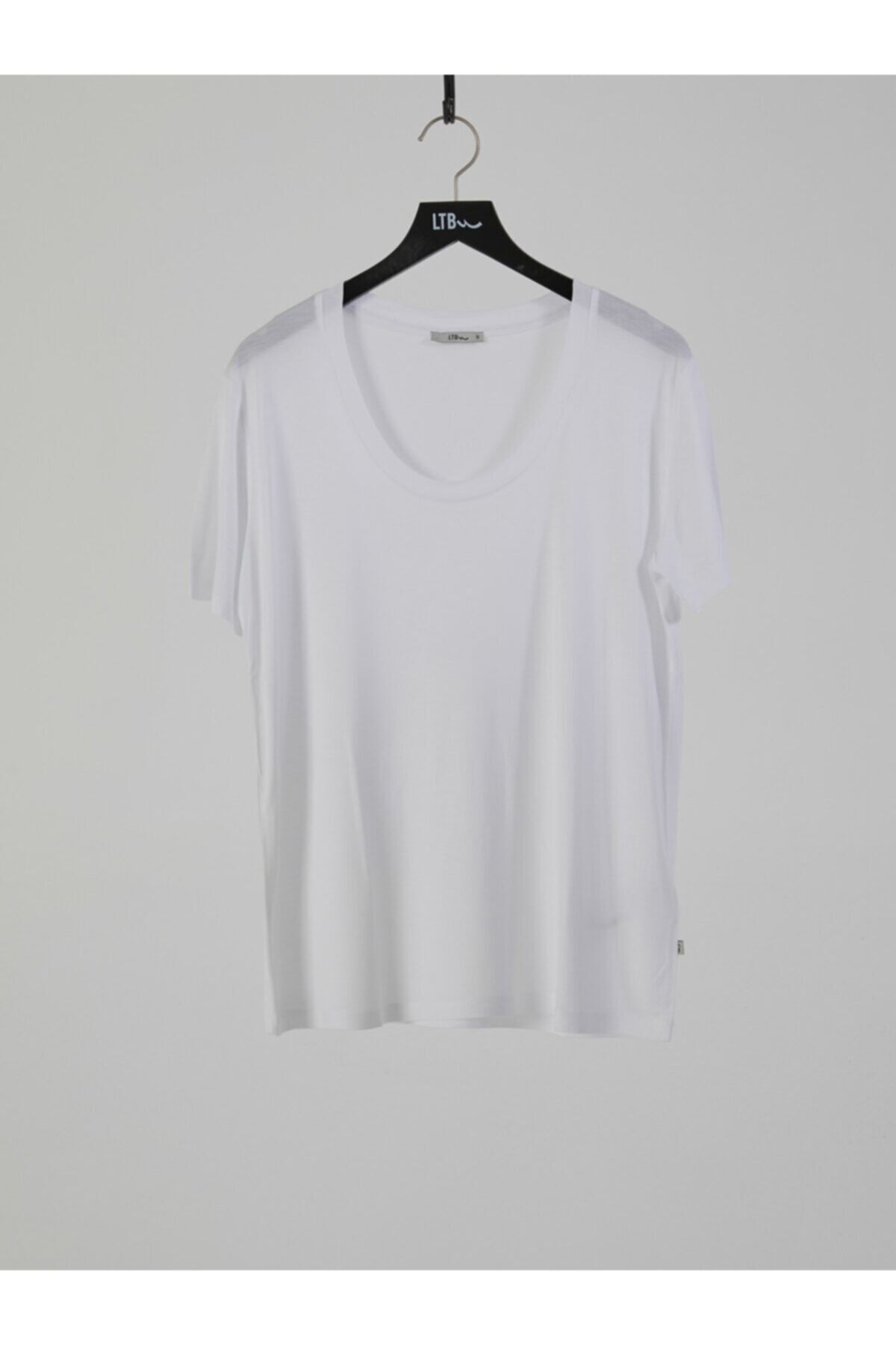 Ltb Kadın  Beyaz Kısa Kol U Yaka T-Shirt 012218000261450000