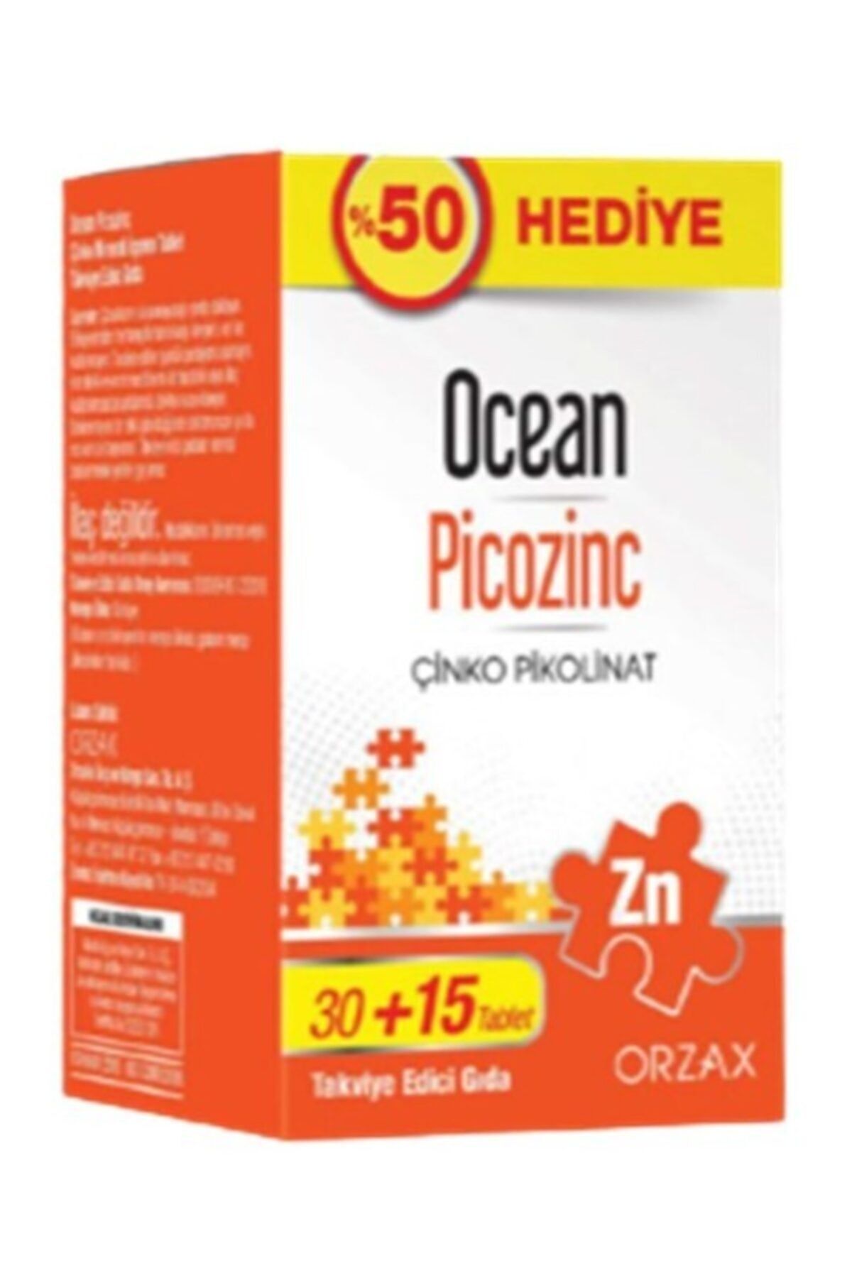Ocean Picozinc Çinko Takviyesi 15 Mg 45 Tablet