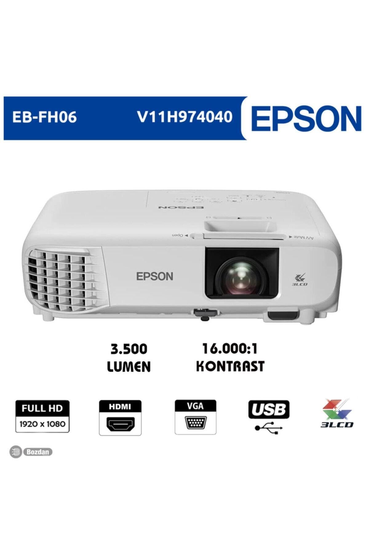 Epson Eb Fh06 1920x1080 Full Hd 3500 Lümen Uhe 16 000 1 Hdmı  Usb Vga Projeksiyon Cihazı V11h974040