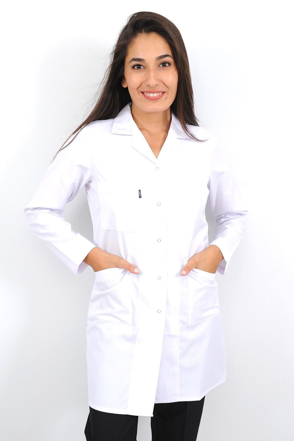 Lobby Uniform Kadın Uzun Kollu Beyaz Alpaka Kumaş Doktor Hemşire Eczacı Laborant Veteriner Öğretmen Önlüğü