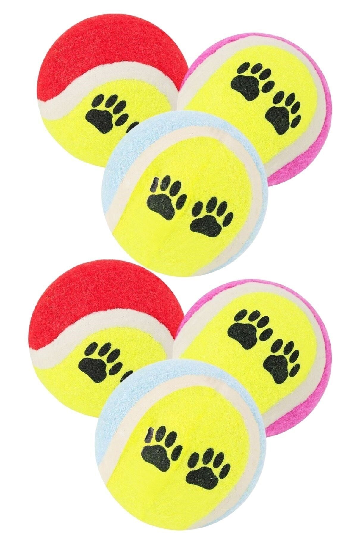 Buffer ® 6lı Renkli Desenli Tenis Topu Kedi Köpek Oyuncağı