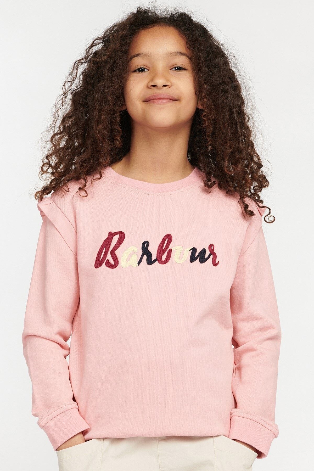 Barbour Girls Otterburn Frill Sweatshirt Pı15 Pink