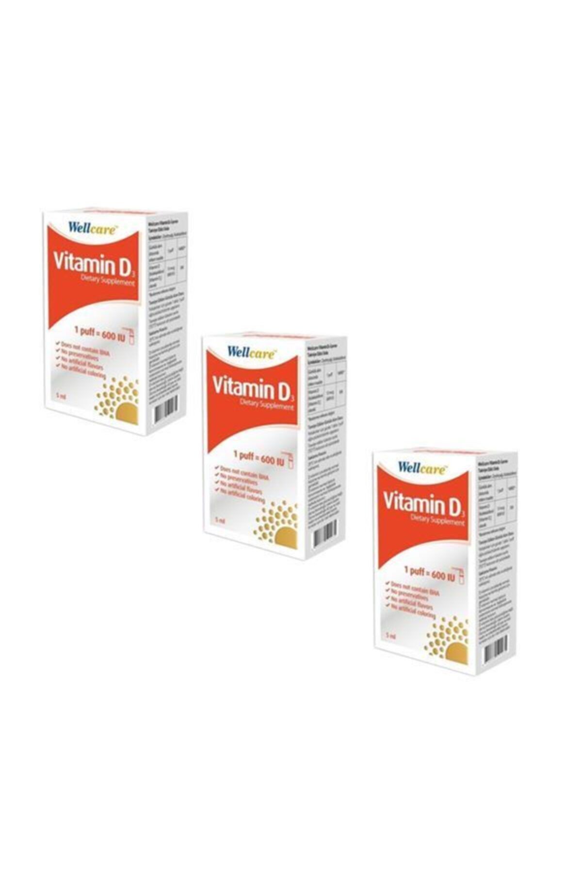 Wellcare Vitamin D3 600 Iu 5 ml Sprey 3'lü