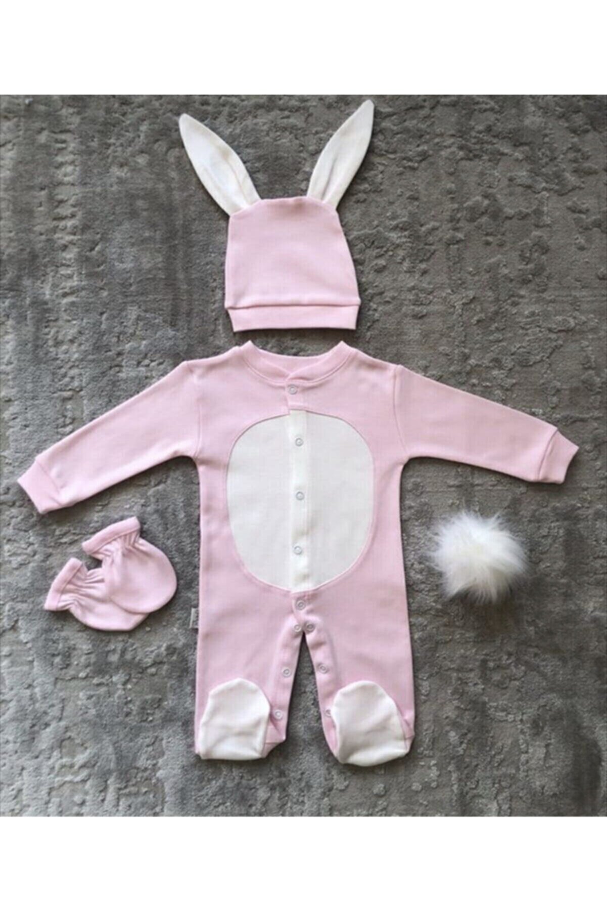 aymira tasarım Baby Su Pembe Bebek Tavşanlı Tulum