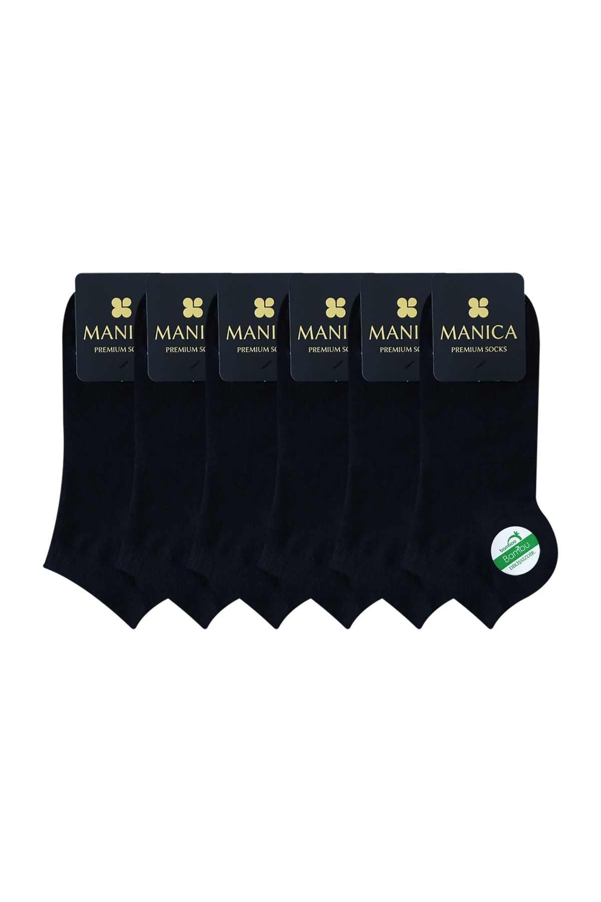 MANICA Erkek Bambu Patik Çorap 6 Çift - Siyah