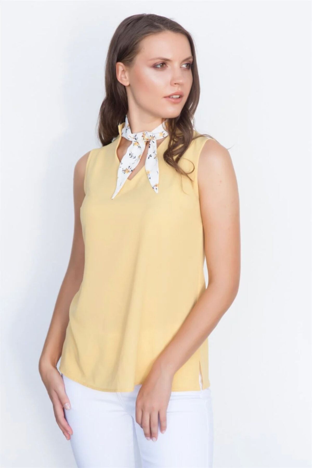 Chima Kadın Sarı Fularlı Bluz Y18Bl384