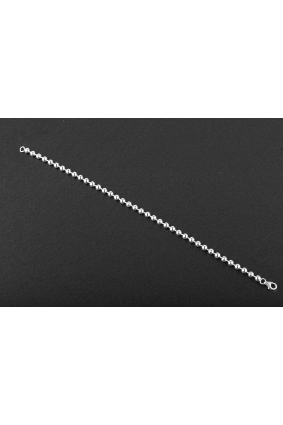 bymissmücevherat 925 Ayar Gümüş Unisex Tırnak Makası Model Gümüş Top Zincir Bileklik 4 mm