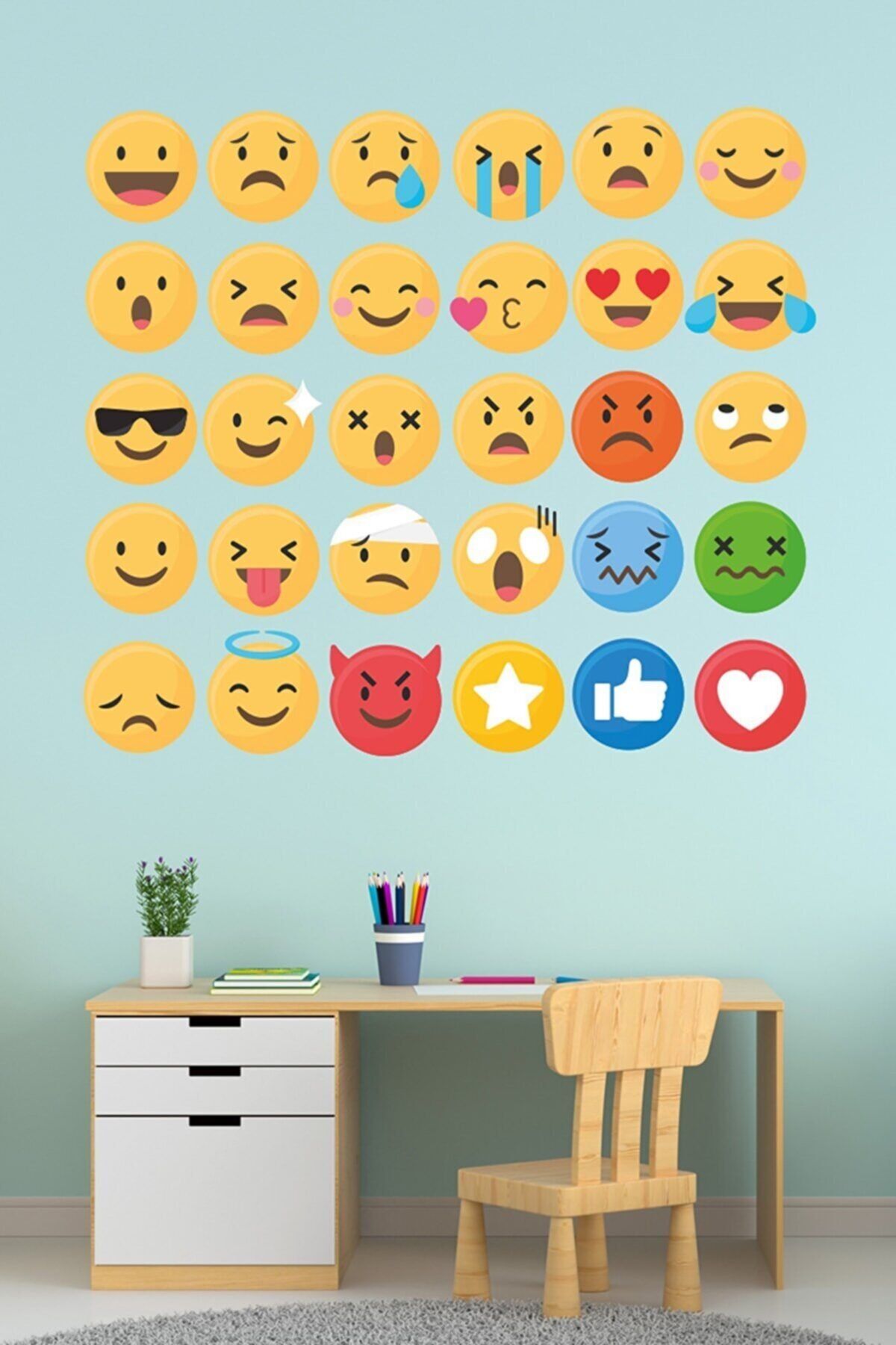 Tilki Dünyası Emoji Deko Çocuk Odası Duvar Sticker