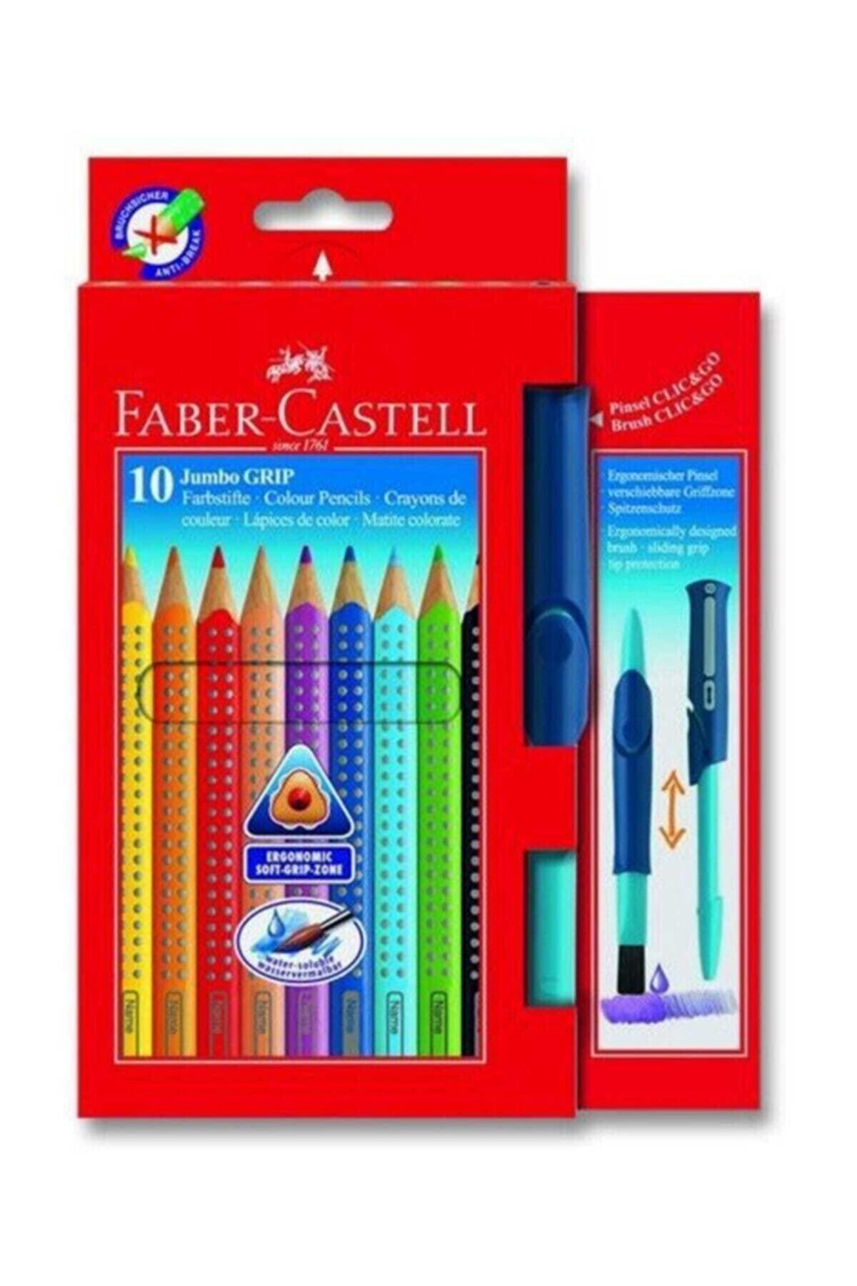 Faber Castell Jumbo Grip Boya Kalemi 10 Renk Suluboya Fırçalı