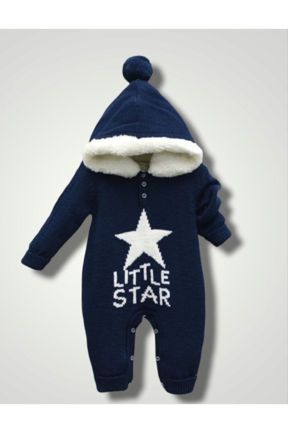 Nipperland Erkek Bebek Koyun Yünü Triko Little Star Astronot Tulum - Yıldızlı Lacivert 999