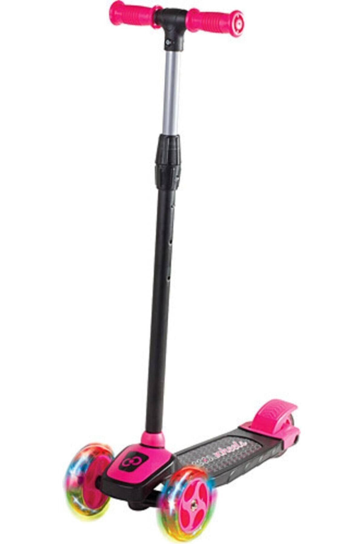 Furkan Toys Furkan Cool Wheels Led Işıklı 3 Tekerlekli Yükseklik Ayarlı Pembe Scooter