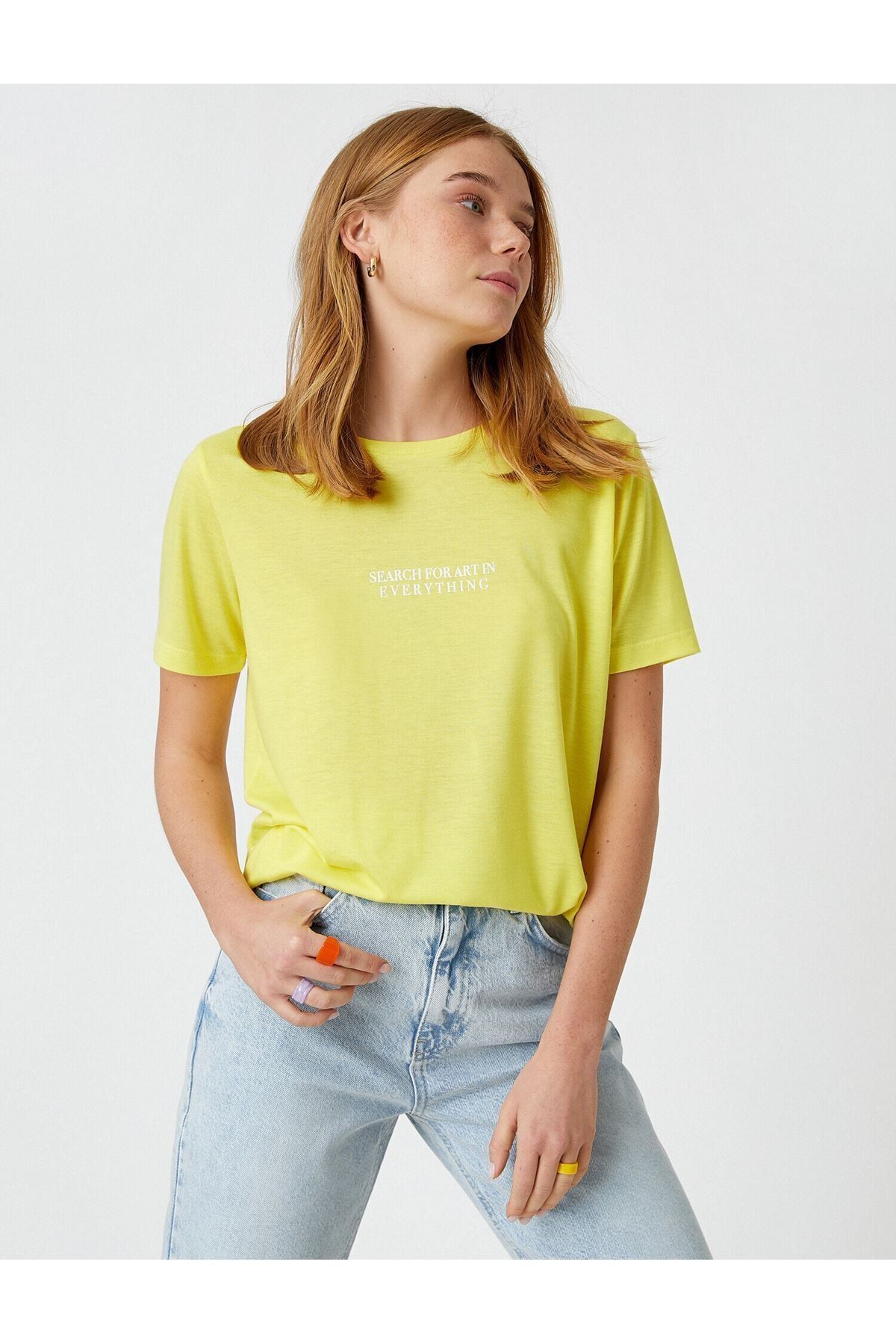 Koton 2yak13097ek Kadın T-shirt Sarı