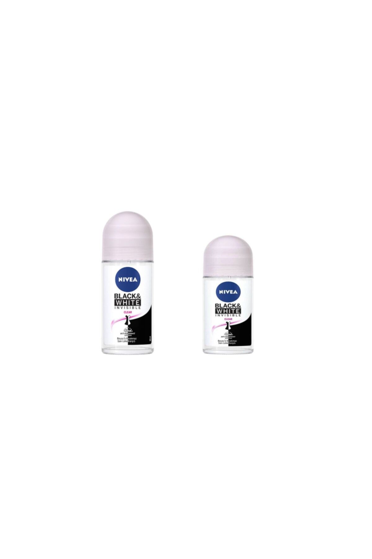 NIVEA Black&white Invisible Clear Roll On 50ml + Black&white Invisible Clear Roll On 25ml Set