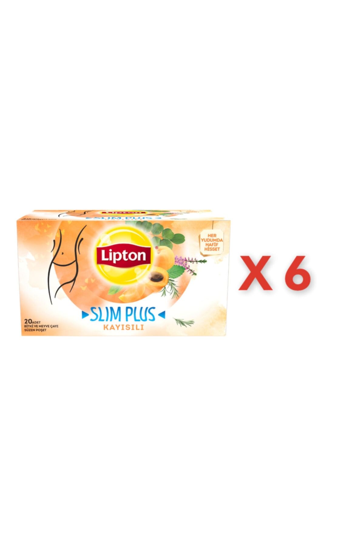 Lipton Slim Plus Kayısılı Karışık Bitki Çayı 20li X 6 Adet