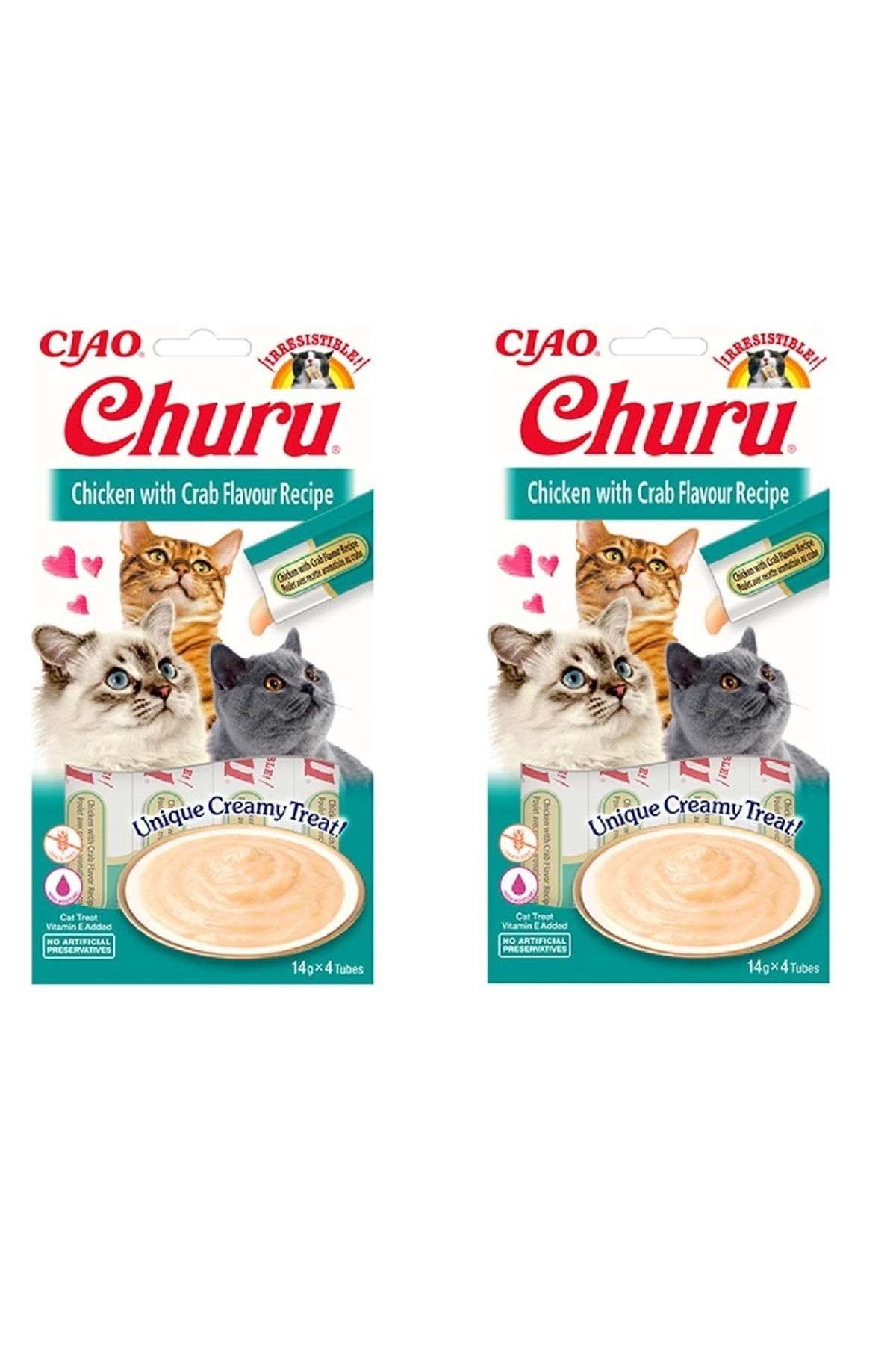 Ciao Churu Cream Tavuklu ve Yengeçli Kedi Ödül Kreması 4x2 Paket