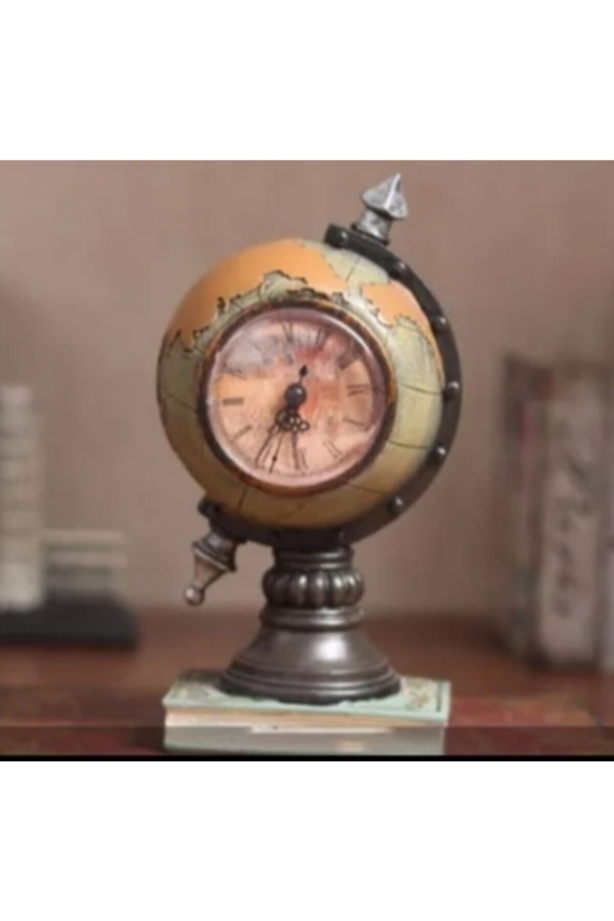 PASİFİK HOME Saat Dünya Küre Modeli Dekoratif Saat