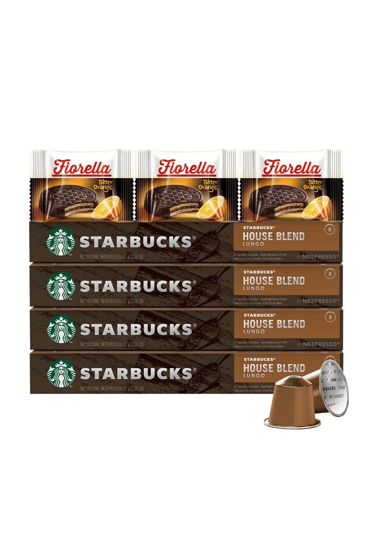 Starbucks 4 Adet 10'lu House Blend Lungo Kapsül Kahve Seti + Fiorella 3x