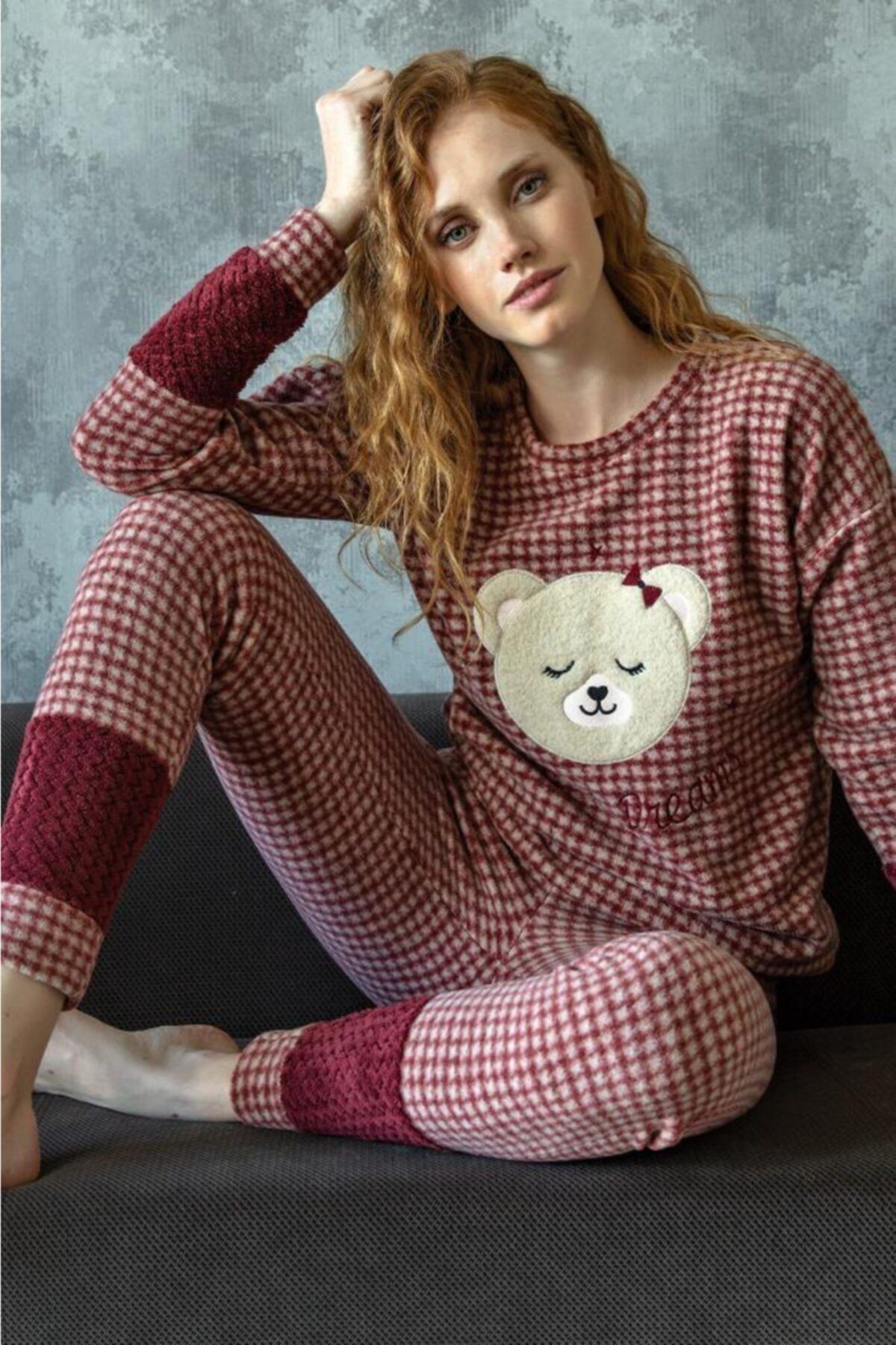 Anıl Kadın Bordo  Uzun Kollu Pijama Takımı
