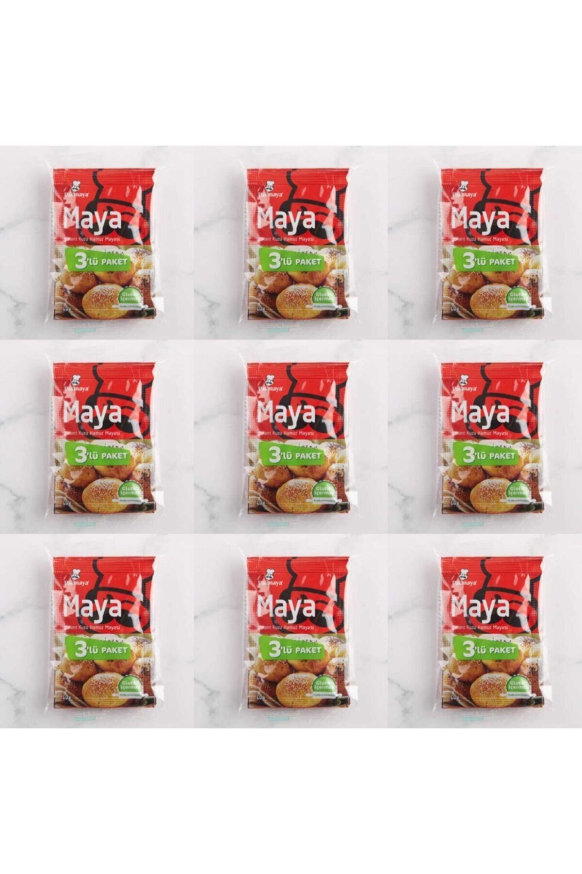 Pakmaya Glutensiz Instant Kuru Maya 3x10 gr 9 Paket