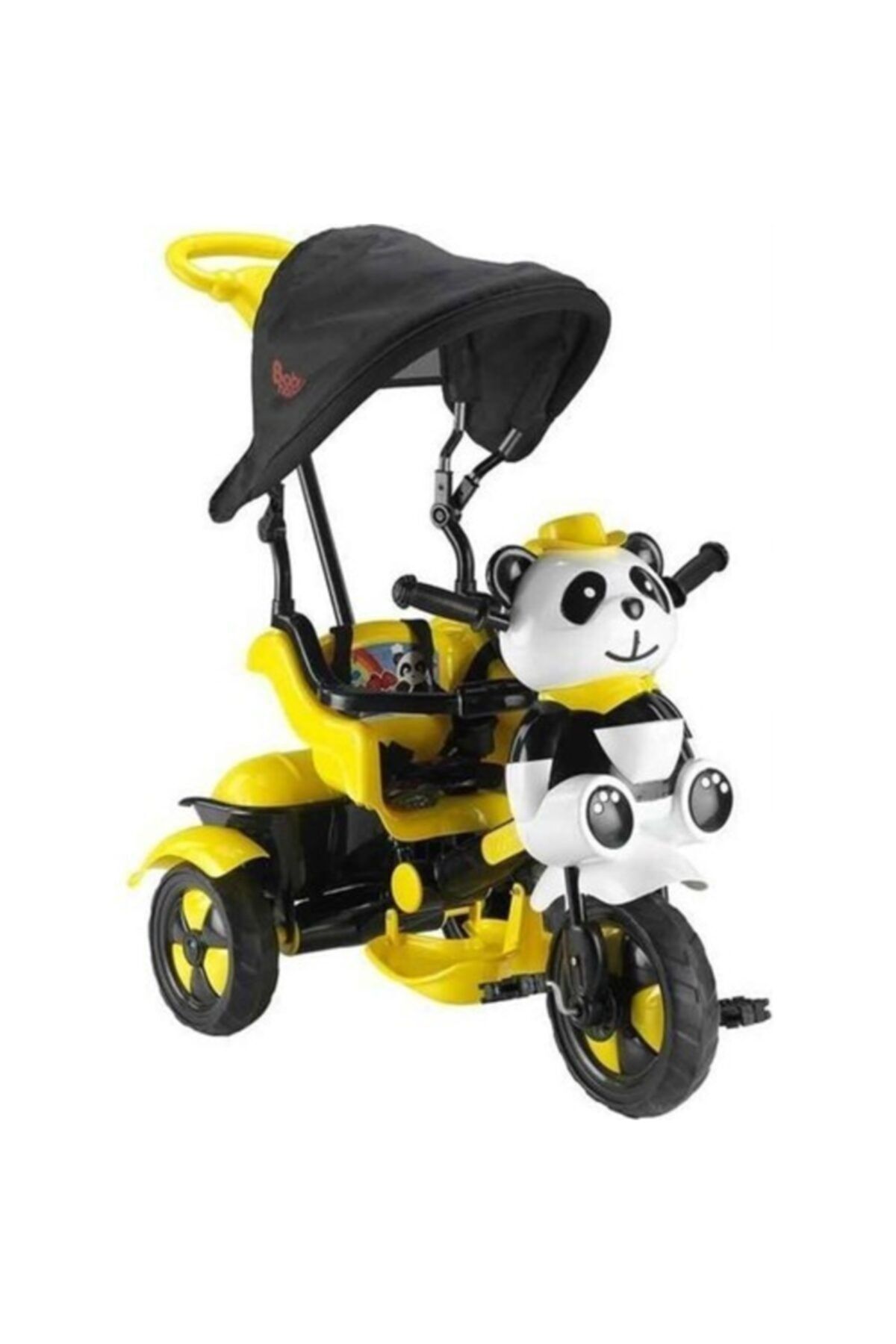 Babyhope Sarı Little Panda Ebeveyn Kontrollü Tenteli Müzikli Tricycle Üç Teker Bisiklet 127