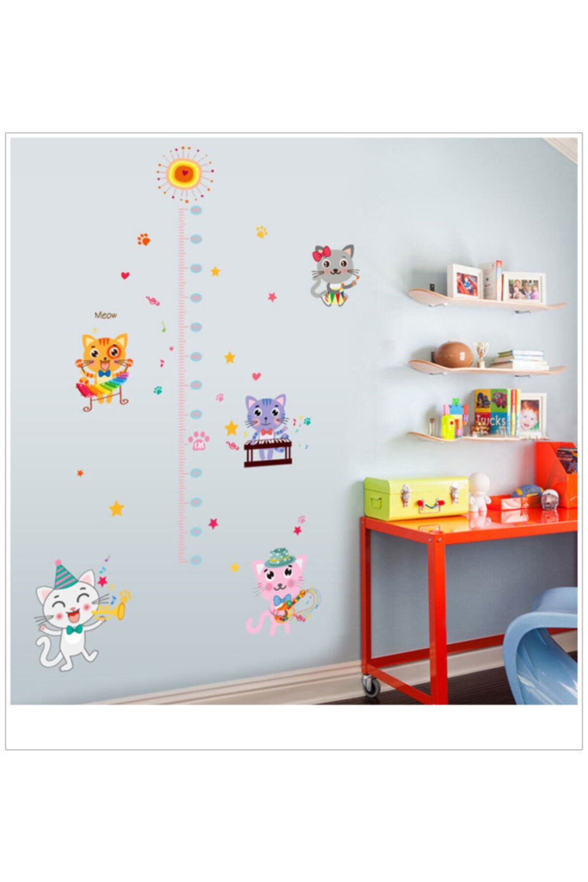 CRYSTAL KIDS Çocuk Ve Bebek Odası Dekoru Boy Ve Gelişim Ölçer Sevimli Kediler Duvar Sticker