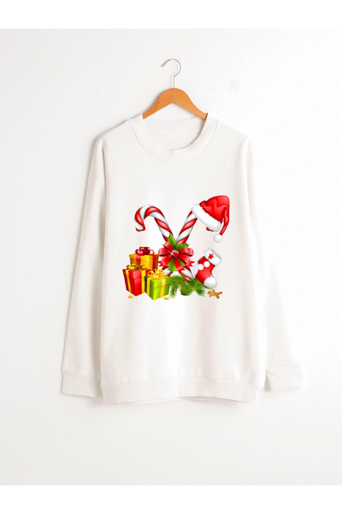 Dizzy Kadın Beyaz Yeni Yıl Tasarımlı Sweatshirt